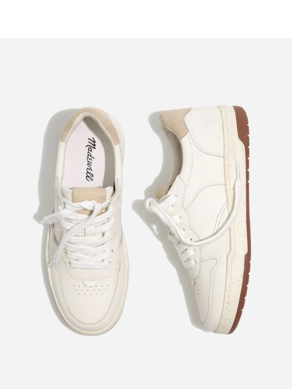 Madewell Off-White & Tan Retro Low-Top Sneakers